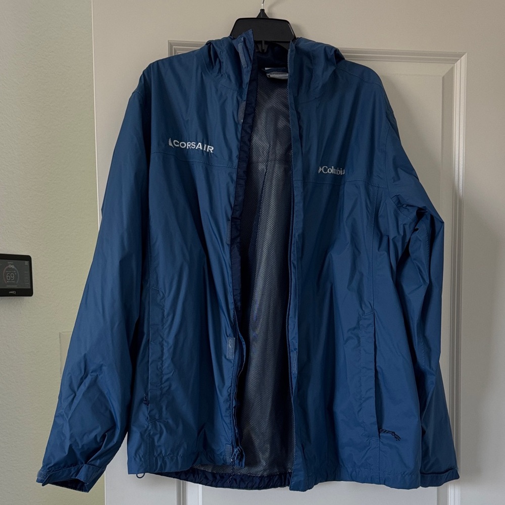 Columbia Navy Hooded Rain Shell Jacket